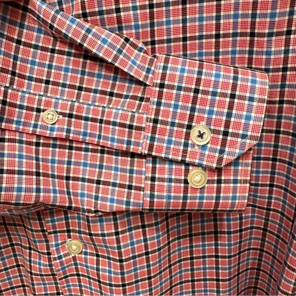 Banana Republic Men’s Checkered Dress Shirt, 100% Cotton Red Blue Size Small - Picture 6 of 10